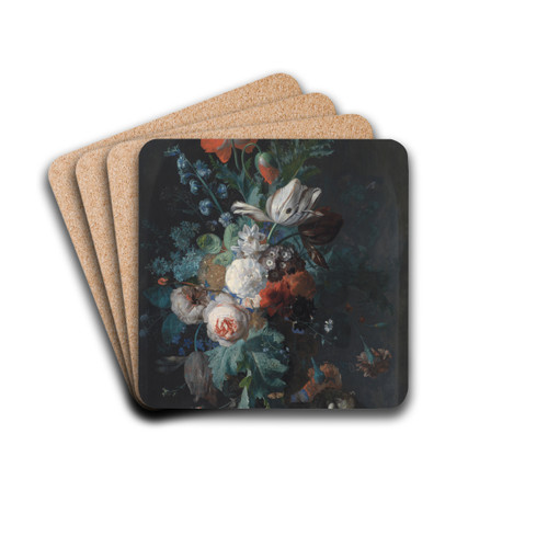 A Vase With Flowers by Jan van Huysum Drink Coasters - set of 4