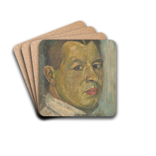 Portrait of a Man by Jozef Arpd Murmann Drink Coasters - set of 4