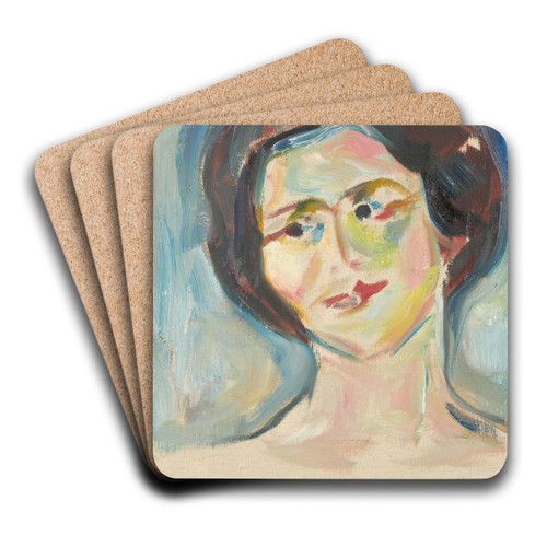 Portrait of Model by Edvard Munch Art Drink Coaster set