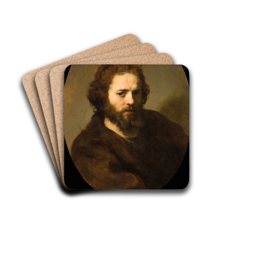 Portrait of a Bearded Man by Govert Flinck Drink Coasters - set of 4 Portrait of a Bearded Man by Govert Flinck Drink Coasters - set of 4