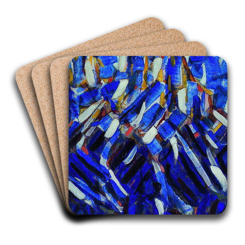 Abstraction (the Blue Mountain) by Christian Rohlfs Art Drink Coaster set