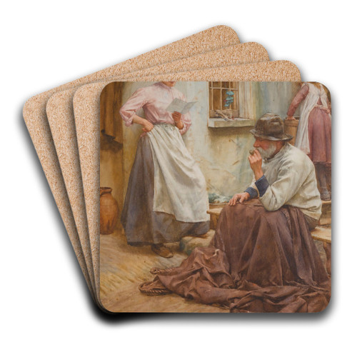 Pleasant News by Walter Langley Art Drink Coaster set