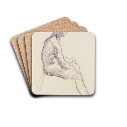 Istuva alaston mies, luonnos by Magnus Enckell Drink Coasters - set of 4