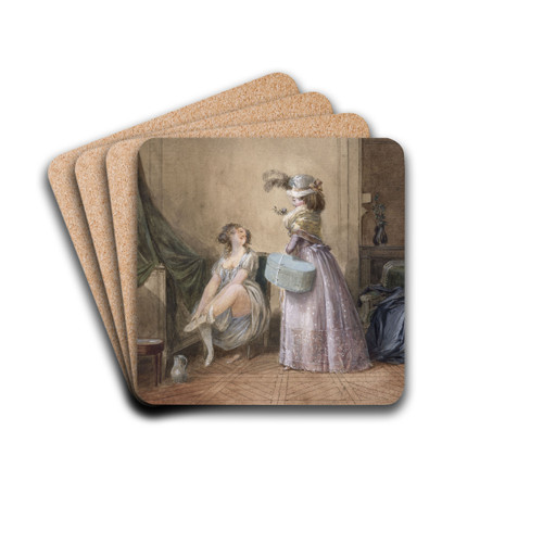 Les Marchandes de modes by Jean-Baptiste Mallet Drink Coasters - set of 4 Les Marchandes de modes by Jean-Baptiste Mallet Drink Coasters - set of 4