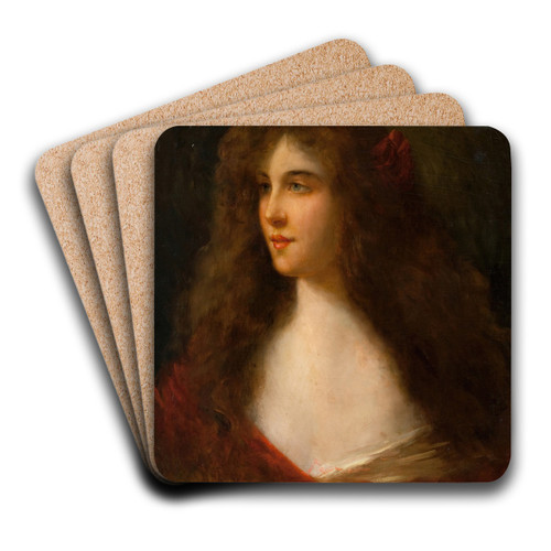 Portrait of a Girl by Angelo Asti Art Drink Coaster set