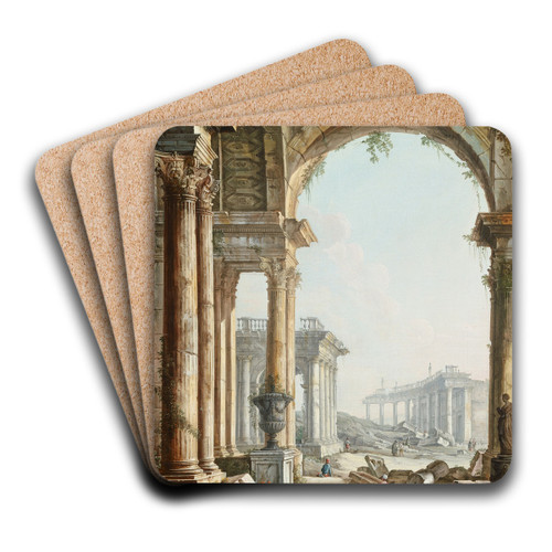 Capriccio with Ruins by Pietro Bellotti Art Drink Coaster set Capriccio with Ruins by Pietro Bellotti Art Drink Coaster set