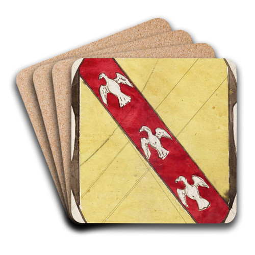 Etude pour un vitrail  motif hraldique ; cusson III by Prosper Lafaye Art Drink Coaster set