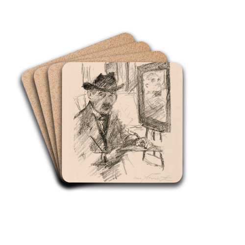 Self-Portrait by Lovis Corinth Drink Coasters - set of 4 Self-Portrait by Lovis Corinth Drink Coasters - set of 4