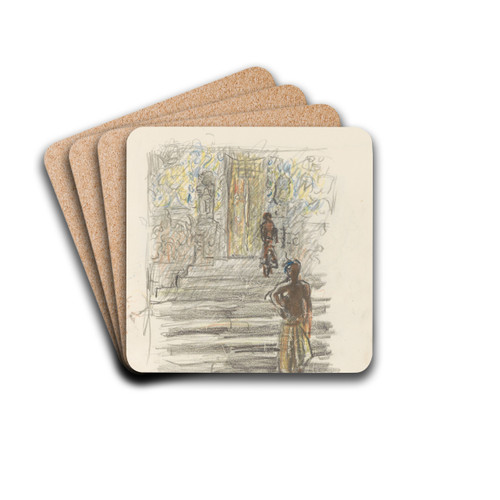 Figuren op een tempeltrap by Marius Bauer Drink Coasters - set of 4