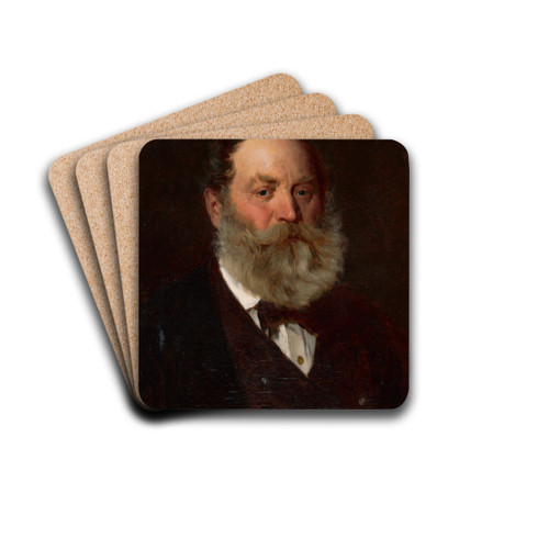 Portrait of the Artist's Father by Gyula Benczr Drink Coasters - set of 4 Portrait of the Artist's Father by Gyula Benczr Drink Coasters - set of 4