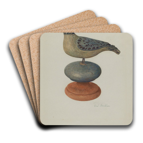 Pa. German Carved Bird by Carl Strehlau Art Drink Coaster set