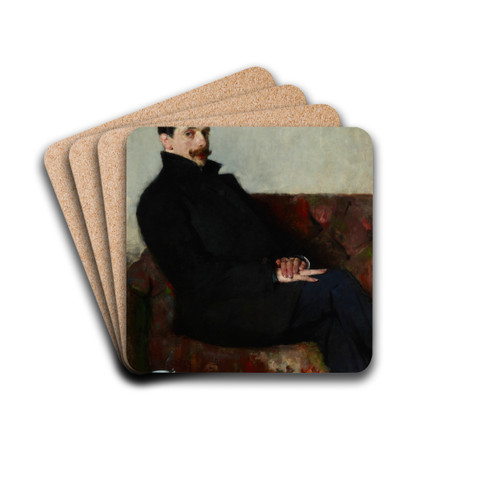Portrait of Paul Nauen by Olga Boznanska Drink Coasters - set of 4