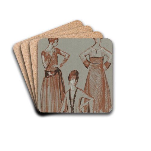 Robe d'aprs-midi et costume tailleur, de Paul Poiret, et robe d'aprs-midi, de Jeanne Lanvin by Porter Woodruff Drink Coasters - set of 4