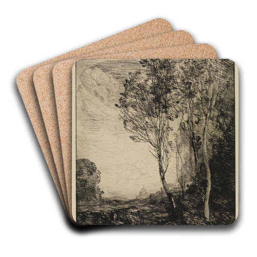 Souvenir dItalie by Jean-Baptiste-Camille Corot Art Drink Coaster set