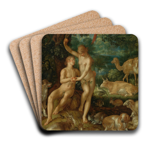 Adam And Eve by Joachim Wtewael Art Drink Coaster set Adam And Eve by Joachim Wtewael Art Drink Coaster set