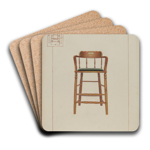 Billiard Chair by Vincent P. Rosel Art Drink Coaster set