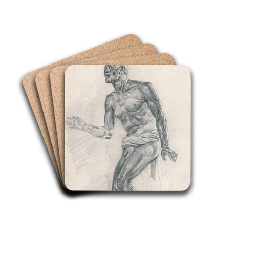 Study of a Male Nude Study for 'The Death of Seneca' by Eugne Delacroix Drink Coasters - set of 4