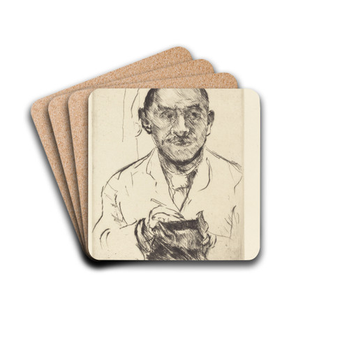 Self-Portrait (Selbstbildnis) by Lovis Corinth Drink Coasters - set of 4 Self-Portrait (Selbstbildnis) by Lovis Corinth Drink Coasters - set of 4