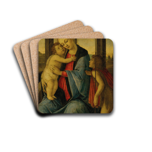 The Madonna and Child with the infant Saint John the Baptist by Sandro Botticelli Drink Coasters - set of 4