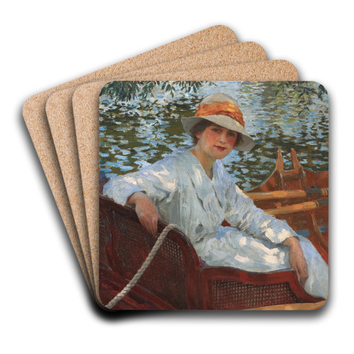 A Summer's Row by William Henry Margetson Art Drink Coaster set