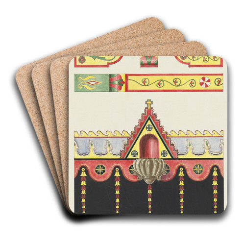 Wall and Ceiling Decorations, and Holy Water Font; Restoration Drawing by Randolph F. Miller Art Drink Coaster set Wall and Ceiling Decorations, and Holy Water Font; Restoration Drawing by Randolph F. Miller Art Drink Coaster set