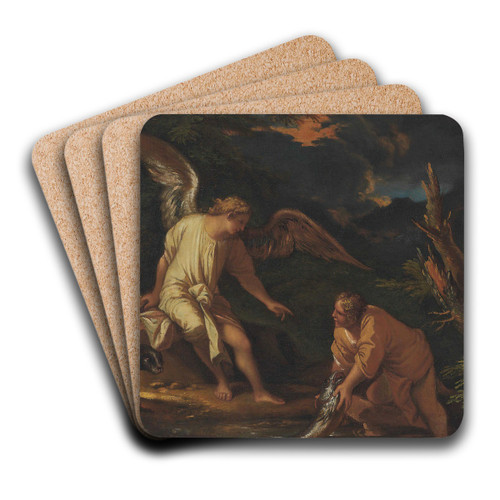 Tobias and the Angel by Salvator Rosa Art Drink Coaster set