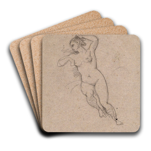 Vrouwelijk naakt (Theseus en de Minotaurus) by David Humbert de Superville Art Drink Coaster set