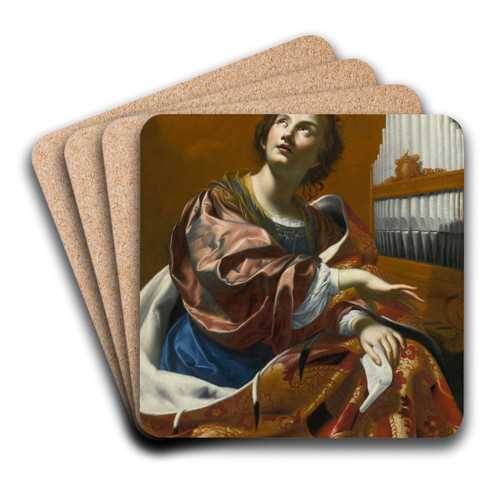 Saint Cecilia by Follower Of Simon Vouet Art Drink Coaster set
