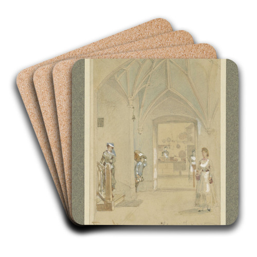 Gang van een Gasthaus met doorkijk in de keuken by Franz Alt Art Drink Coaster set Gang van een Gasthaus met doorkijk in de keuken by Franz Alt Art Drink Coaster set