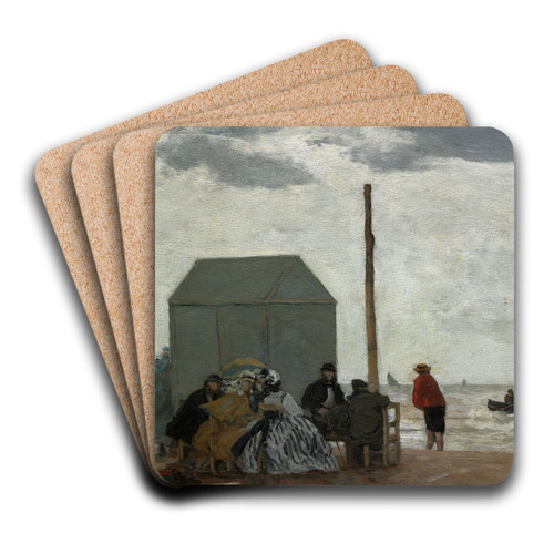 The Beach at Deauville by Eugne Boudin Art Drink Coaster set