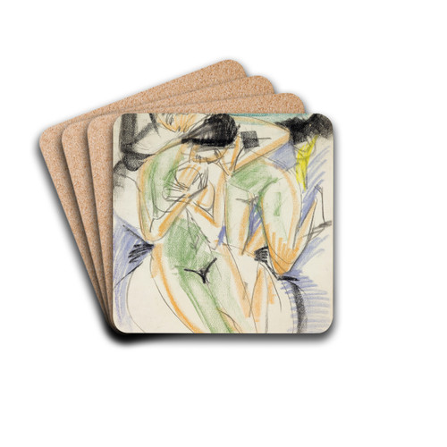 Two Nudes by Ernst Ludwig Kirchner Drink Coasters - set of 4