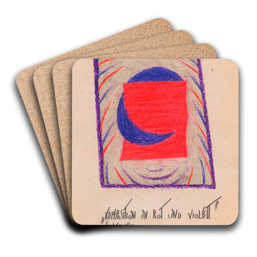 Komposition in Rot und Violett by Karl Wiener Art Drink Coaster set