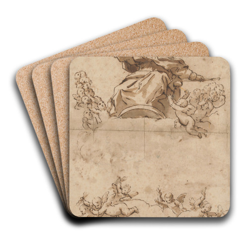 The Almighty with Angels by Luca Giordano Art Drink Coaster set