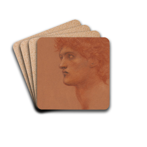 Study of a male head in profile, for Perseus in The Call of Perseus by Sir Edward Coley Burne-Jones Drink Coasters - set of 4