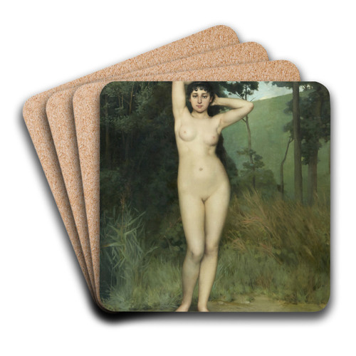 Nu Debout Prs d'une Rive by Emmanuel Benner Art Drink Coaster set