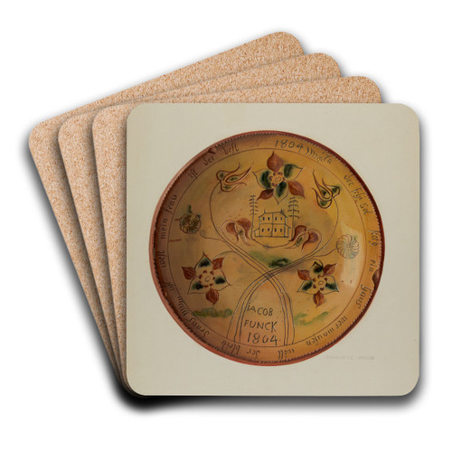 Pa. German Plate by Charlotte Angus Art Drink Coaster set