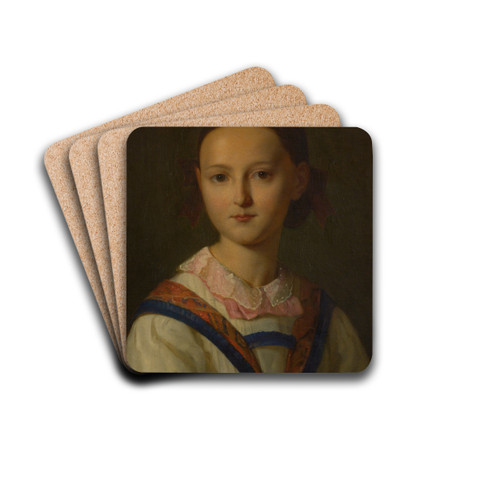 Portrait Of A Young Girl by Friedrich von Amerling Drink Coasters - set of 4
