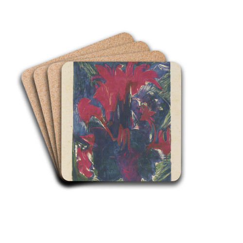 Alpenveilchen by Ernst Ludwig Kirchner Drink Coasters - set of 4