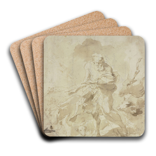 Noah with the animals by Giovanni Benedetto Castiglione Art Drink Coaster set