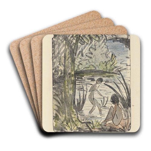 Akte im Wasser by Otto Mueller Art Drink Coaster set
