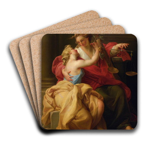 Allegory Of Peace And Justice by Circle Of Pompeo Batoni Art Drink Coaster set