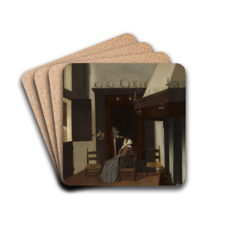 Young Woman in an Interior by Jacob Vrel Drink Coasters - set of 4