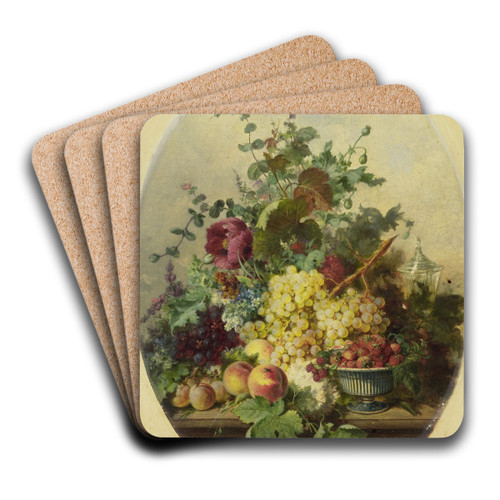 Stilleven met vruchten en bloemen by Louis Martinet Art Drink Coaster set
