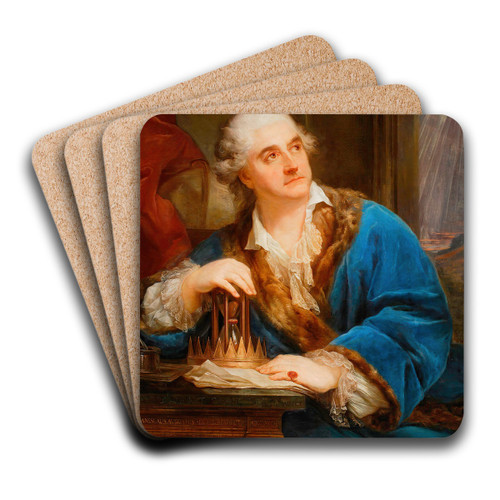 Portrait of Stanisaw August with hourglass by Marcello Bacciarelli Art Drink Coaster set Portrait of Stanisaw August with hourglass by Marcello Bacciarelli Art Drink Coaster set