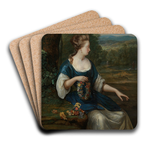 Portrait of a woman with a wreath of flowers by Eglon van der Neer Art Drink Coaster set Portrait of a woman with a wreath of flowers by Eglon van der Neer Art Drink Coaster set