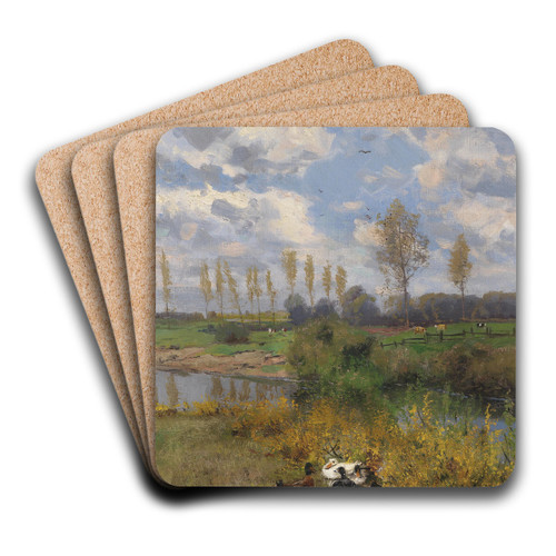 Enten am Bach by Adolf Lins Art Drink Coaster set