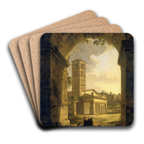San Giorgio in Velabro in Rome by Antonie Sminck Pitloo Art Drink Coaster set San Giorgio in Velabro in Rome by Antonie Sminck Pitloo Art Drink Coaster set