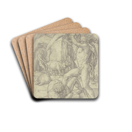 Hercules kills Cacus by Heinrich Aldegrever Drink Coasters - set of 4
