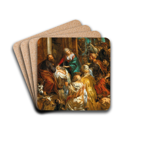 The Adoration of the Magi by Jacob Jordaens Drink Coasters - set of 4