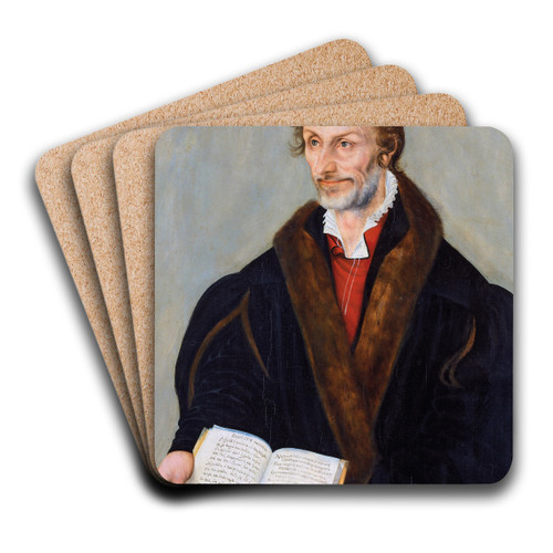 Portrait of Philipp Melanchthon by Lucas Cranach the Younger Art Drink Coaster set Portrait of Philipp Melanchthon by Lucas Cranach the Younger Art Drink Coaster set
